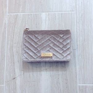 BEBE VELVET SMALL NUDE CROSSBODY PURSE